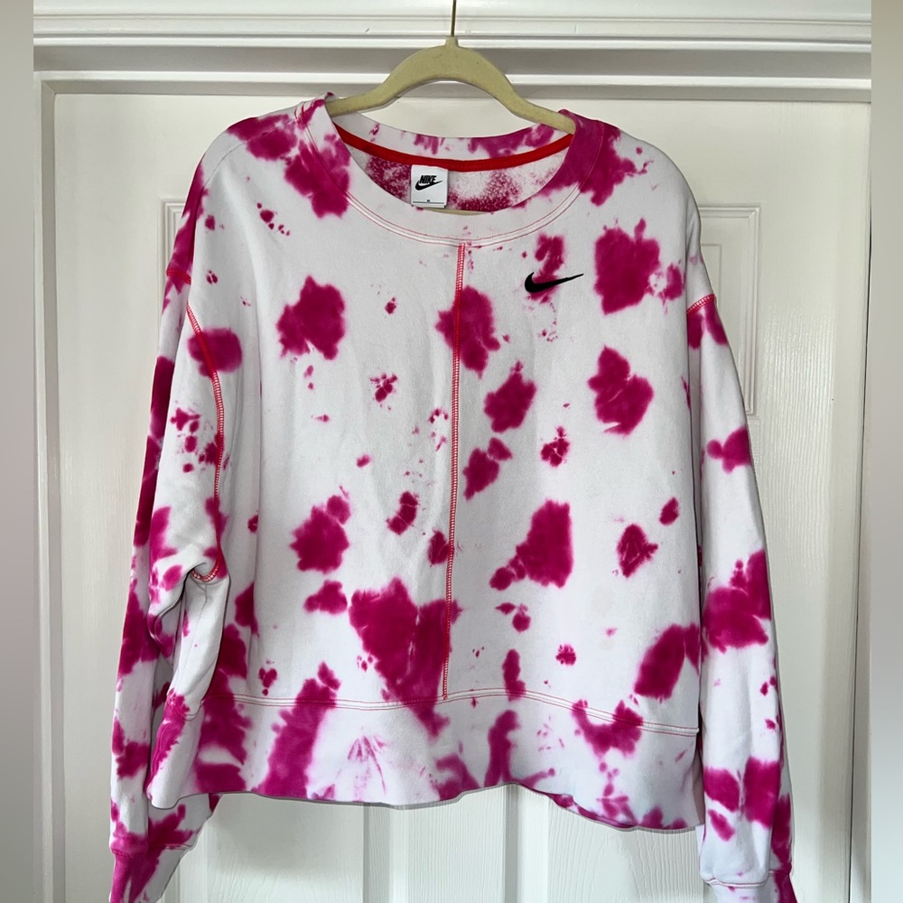 Nike sweatshirt pink and white spots